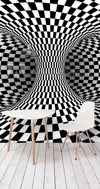 Picture of black white square optical illusion